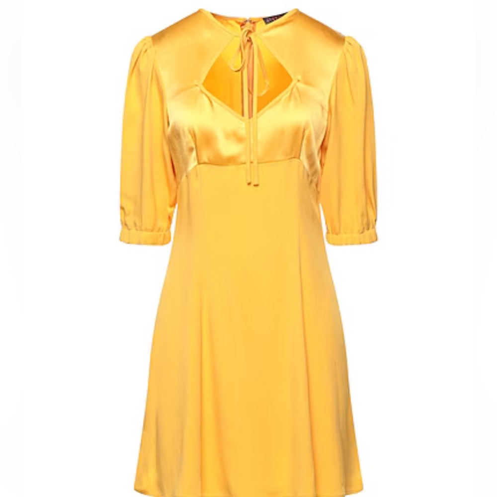 Alexa Chung yellow satin dress